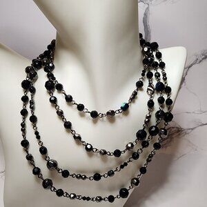 Premier Designs Vintage Long Black Crystal Necklace Fashion Jewelry